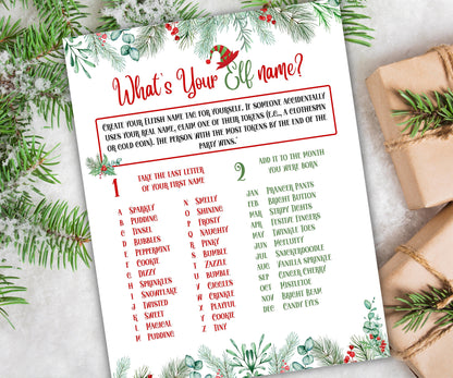 What's Your Elf name, Elf name board sign, Elf name generator, Christmas activities, Holiday party games, Elf name tag game, Kids Christmas-Christmas -TheHustlingCatLady-Stickers, Labels & Tags