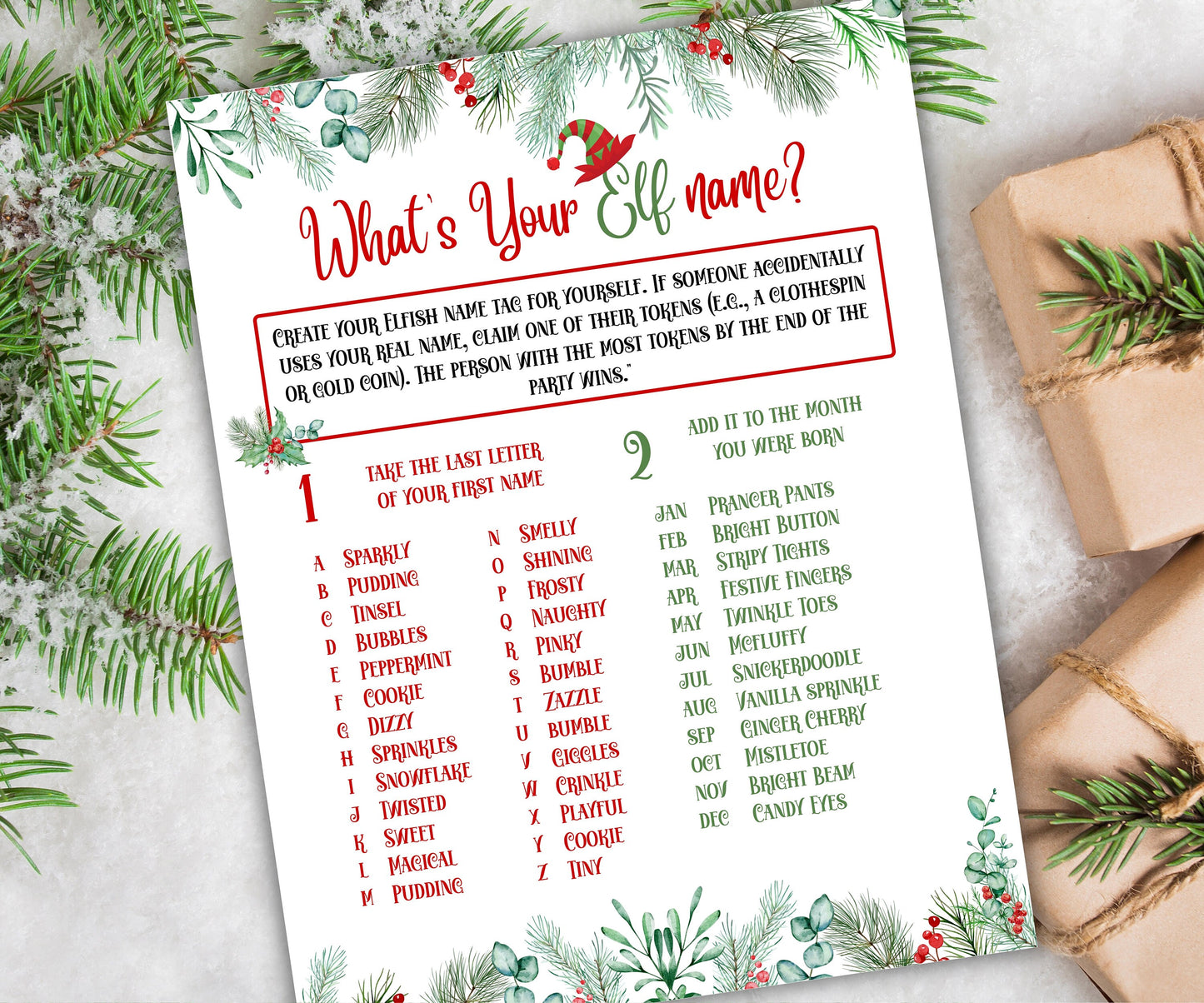 What's Your Elf name, Elf name board sign, Elf name generator, Christmas activities, Holiday party games, Elf name tag game, Kids Christmas-Christmas -TheHustlingCatLady-Stickers, Labels & Tags