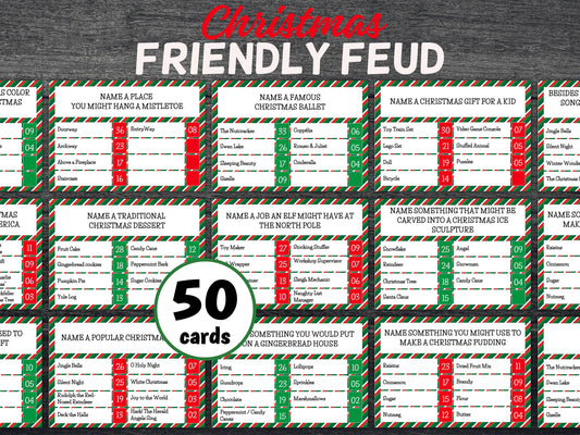 Friendly Family Feud Quiz | Holiday Friendly Feud Game | Christmas Feud | Printable Christmas Game | Fun Christmas Game | Christmas Trivia-Christmas -TheHustlingCatLady-Party Games