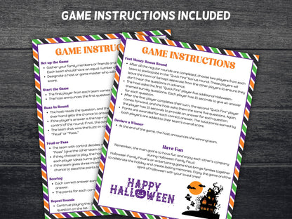 Halloween Friendly Feud, Fun October Game, Adult Trivia Questions, Family Friendly Quiz, Printable Halloween game night, Holiday game-Halloween Printables -TheHustlingCatLady-Party Games