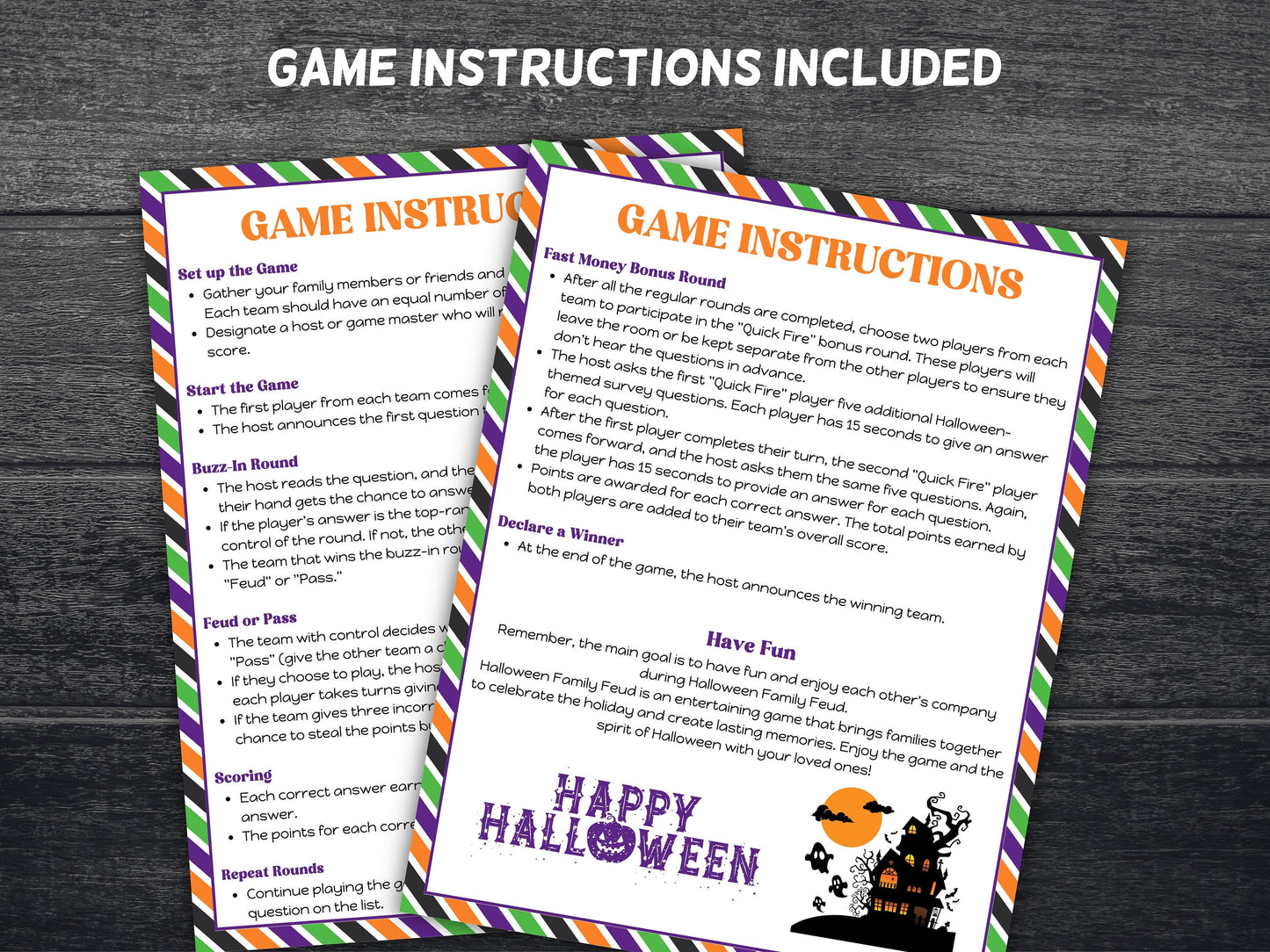 Halloween Friendly Feud, Fun October Game, Adult Trivia Questions, Family Friendly Quiz, Printable Halloween game night, Holiday game-Halloween Printables -TheHustlingCatLady-Party Games