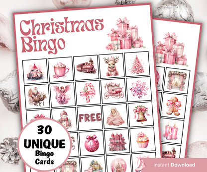 Pink Christmas Party Game | Fun Christmas Games | Christmas Bingo | Christmas Printable Game I Xmas Bingo cards I Office Christmas Party-Christmas -TheHustlingCatLady-Party Games