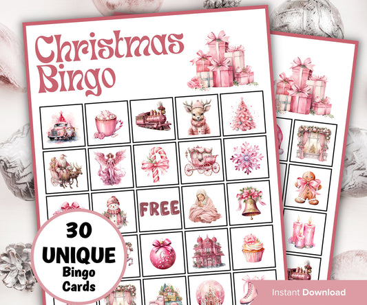 Pink Christmas Party Game | Fun Christmas Games | Christmas Bingo | Christmas Printable Game I Xmas Bingo cards I Office Christmas Party-Christmas -TheHustlingCatLady-Party Games