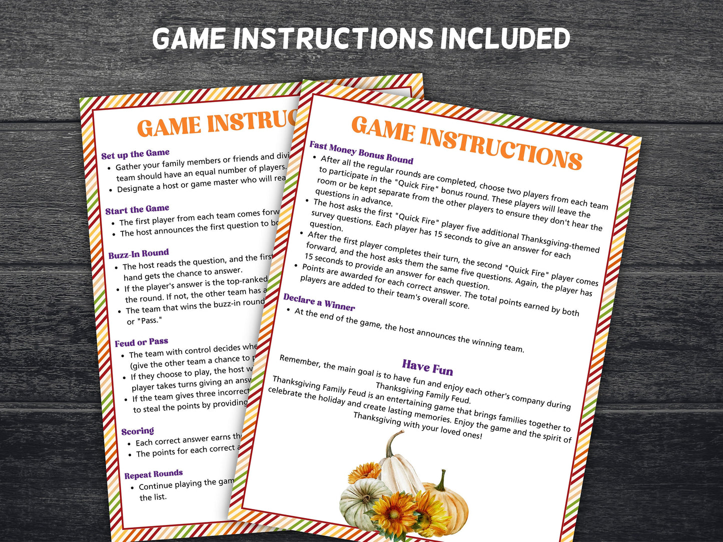 Thanksgiving Friendly Family Feud, Thanksgiving party game, Trivia game, Family game night, family group game, friends giving game, TH02-Thanksgiving -TheHustlingCatLady-Party Games