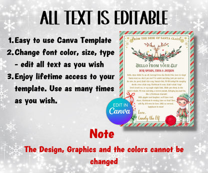 Editable Hello from elf, Elf Arrival letter, I'm back letter, from elf, Christmas elf letter, to kids, from elf, I'm back elf letter-Christmas -TheHustlingCatLady-Templates