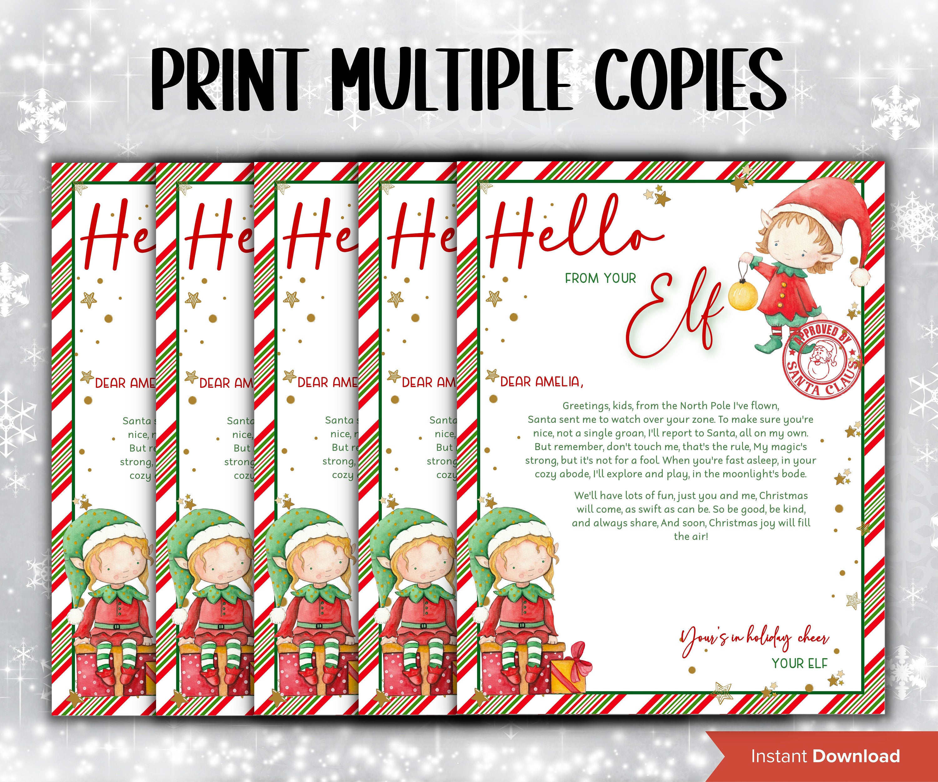 Goodbye Elf Arrival | 30 Days Of Christmas | Elf Postcard | Elf Antics | Pre-Planned Elf Props | elf arrival letter I elf return letter-Christmas -TheHustlingCatLady-Templates