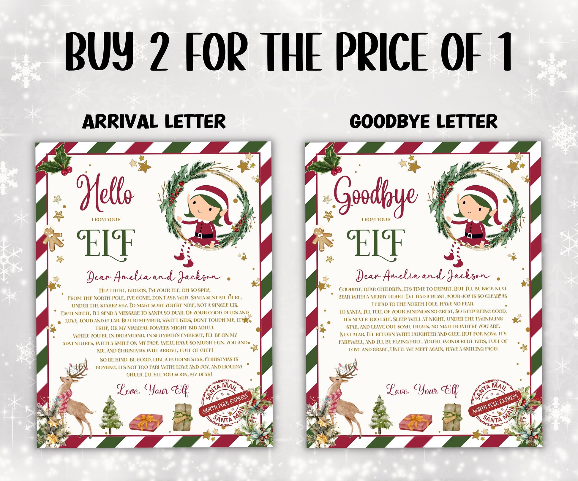 Elf arrival Canva Template letter, elf return letter, elf goodbye letter, Letter from Elf pack, Elf is back letter, Elf Mail Label notes-Christmas -TheHustlingCatLady-Calendars & Planners