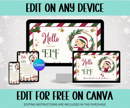 Elf arrival Canva Template letter, elf return letter, elf goodbye letter, Letter from Elf pack, Elf is back letter, Elf Mail Label notes-Christmas -TheHustlingCatLady-Calendars & Planners