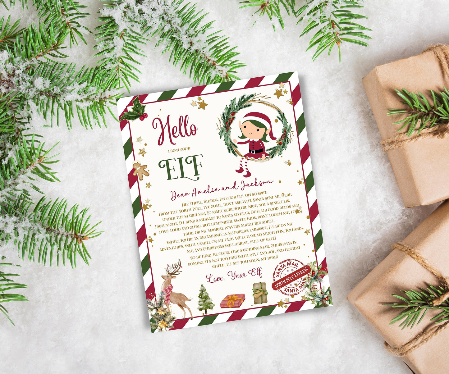 Elf arrival Canva Template letter, elf return letter, elf goodbye letter, Letter from Elf pack, Elf is back letter, Elf Mail Label notes-Christmas -TheHustlingCatLady-Calendars & Planners