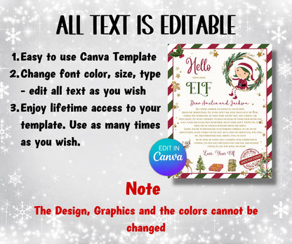 Elf arrival Canva Template letter, elf return letter, elf goodbye letter, Letter from Elf pack, Elf is back letter, Elf Mail Label notes-Christmas -TheHustlingCatLady-Calendars & Planners