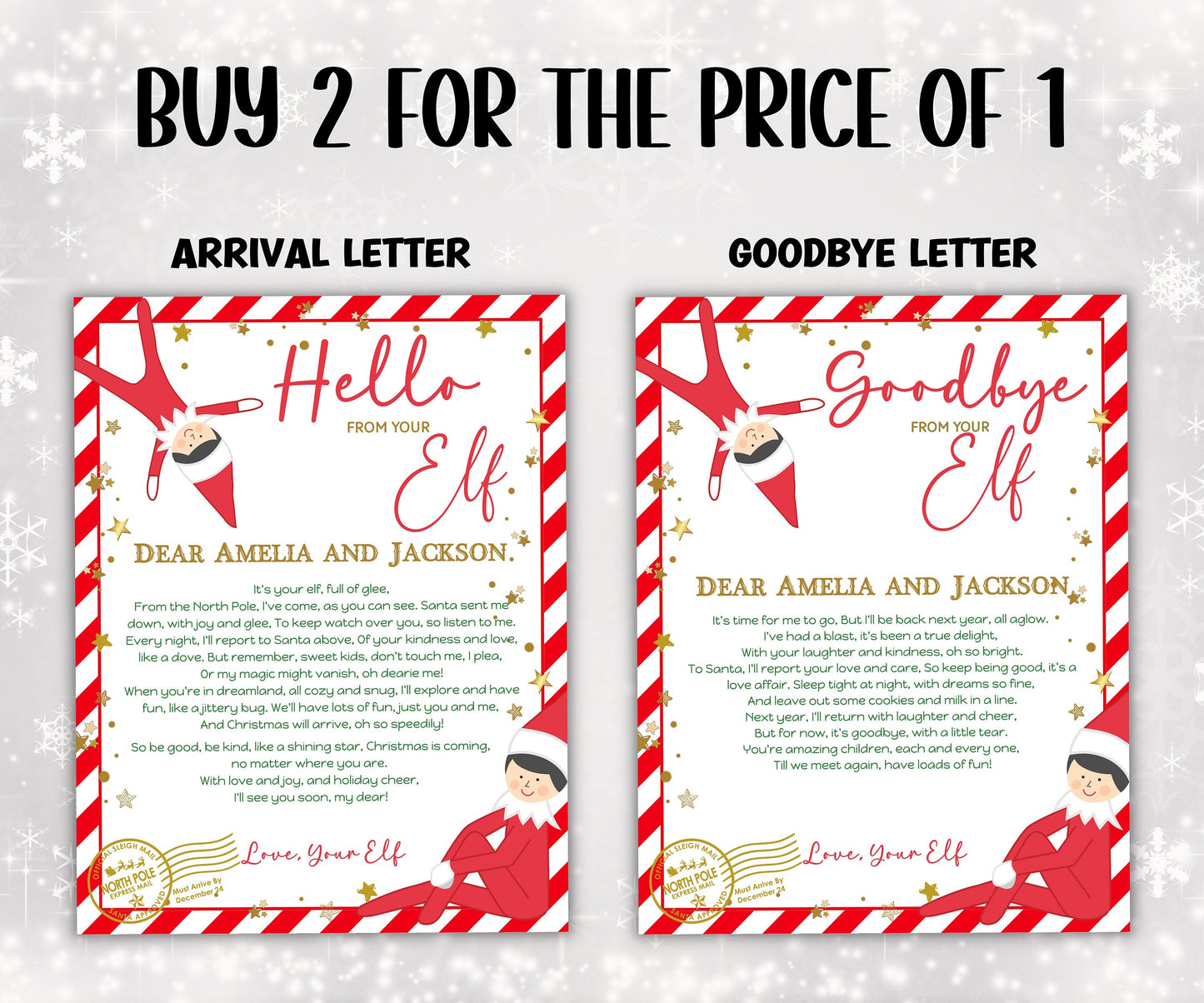 Elf Is back Letter from Elf pack, elf arrival letter, elf return letter, elf goodbye letter, From the desk of Santa Claus, Canva