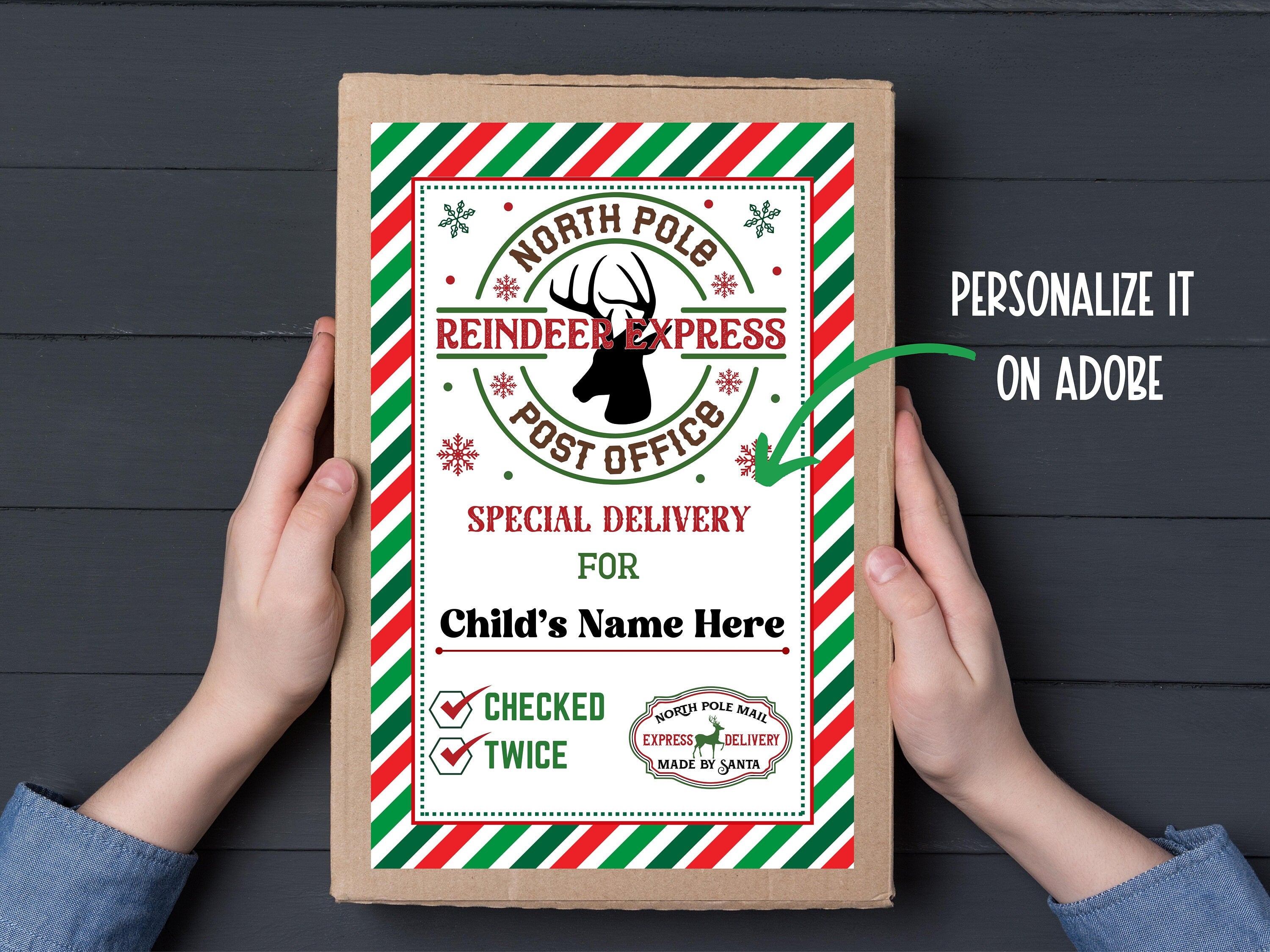 Editable Elf Shipping Label Template 5.5X8.5 | Elf Mail | Elf Mischief | Sleigh Mail Label | Elf Arrival I editable Christmas Gift Labels-Christmas -TheHustlingCatLady-Stickers, Labels & Tags