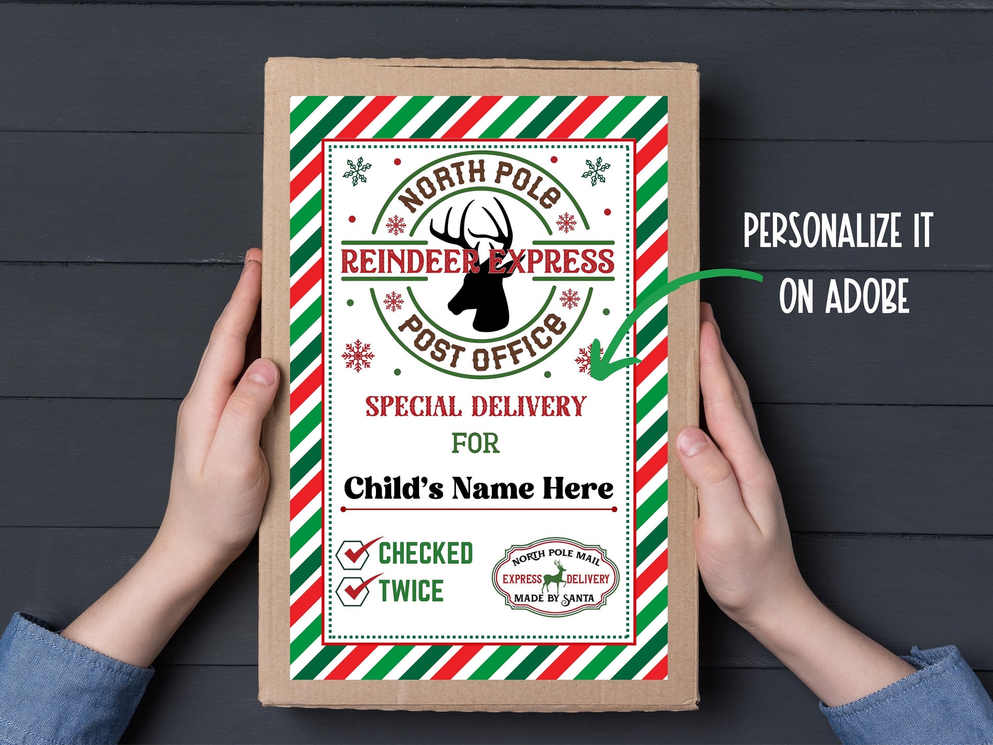 Editable Elf Shipping Label Template 5.5X8.5 | Elf Mail | Elf Mischief | Sleigh Mail Label | Elf Arrival I editable Christmas Gift Labels-Christmas -TheHustlingCatLady-Stickers, Labels & Tags