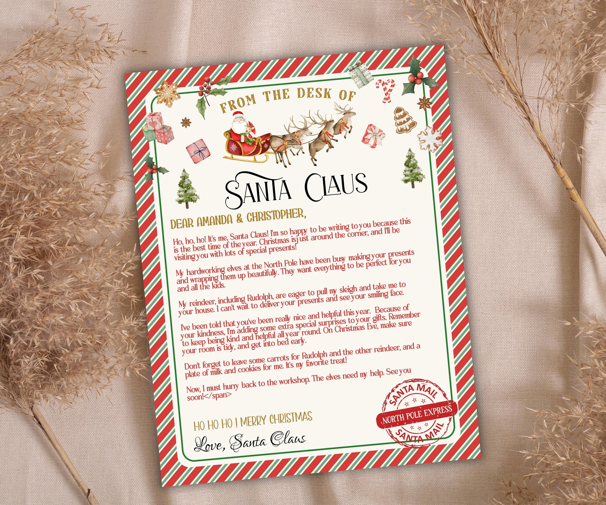 Custom Santa Letter | Editable Santa Letter | Official Santa Mail | Stocking Stuffer | Handwritten I letter I North Pole Mail Edit in Corjl-Christmas -TheHustlingCatLady-Party Games