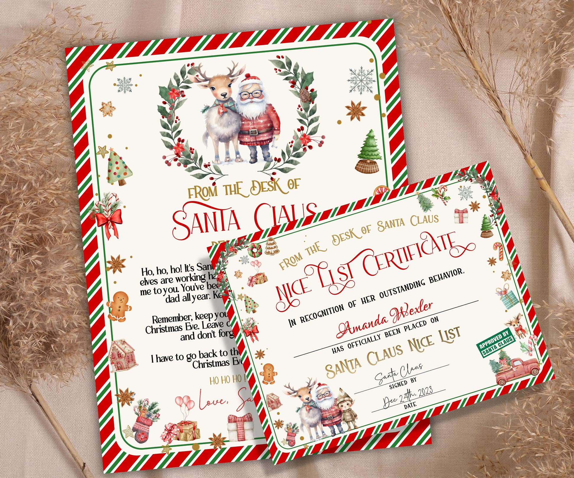 Nice List Certificate | Letter From The North Pole | Editable Letter From Santa | Reindeer Food | Personalized Santa Letter | Gift For Kids-Christmas -TheHustlingCatLady-Party Games