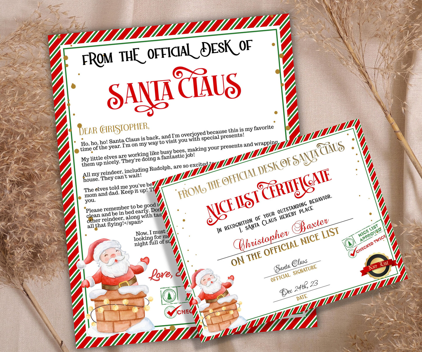 Santa letter Package, Holiday Printables, Letter from Santa. Personalized santa, Santa Certificate, Santa Nice List, Christmas Letter, Corjl-Christmas -TheHustlingCatLady-Party Games