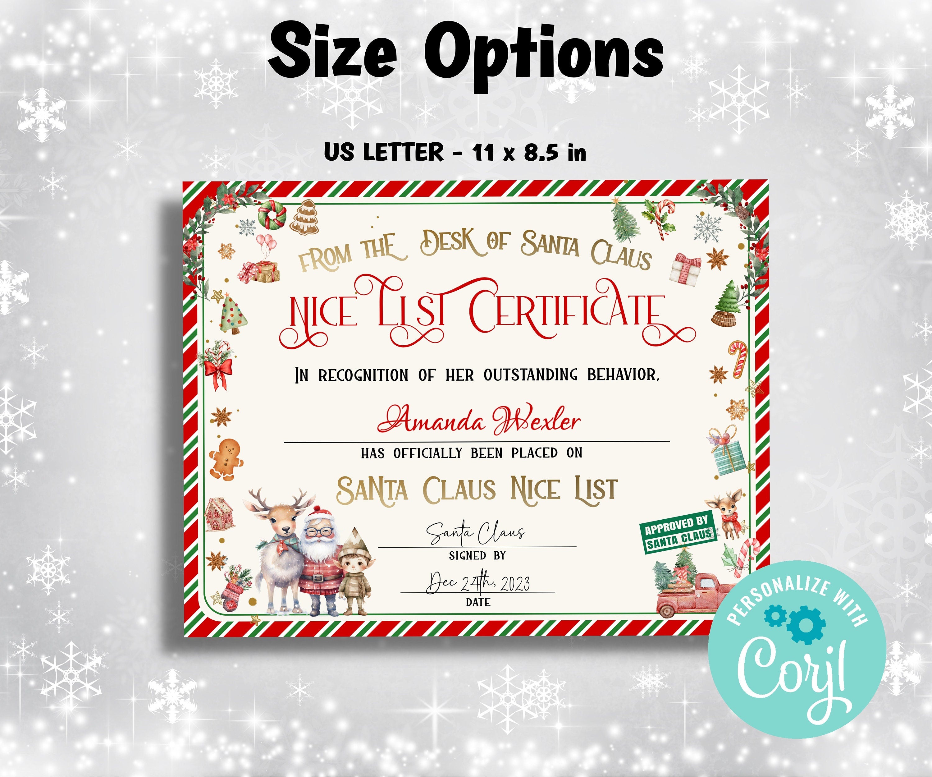 Official Santa Mail, Handwritten letter, North Pole Mail, Nice List Certificate, Custom Santa Letter, Santa Claus Letter, Editable List-Christmas -TheHustlingCatLady-Party Games