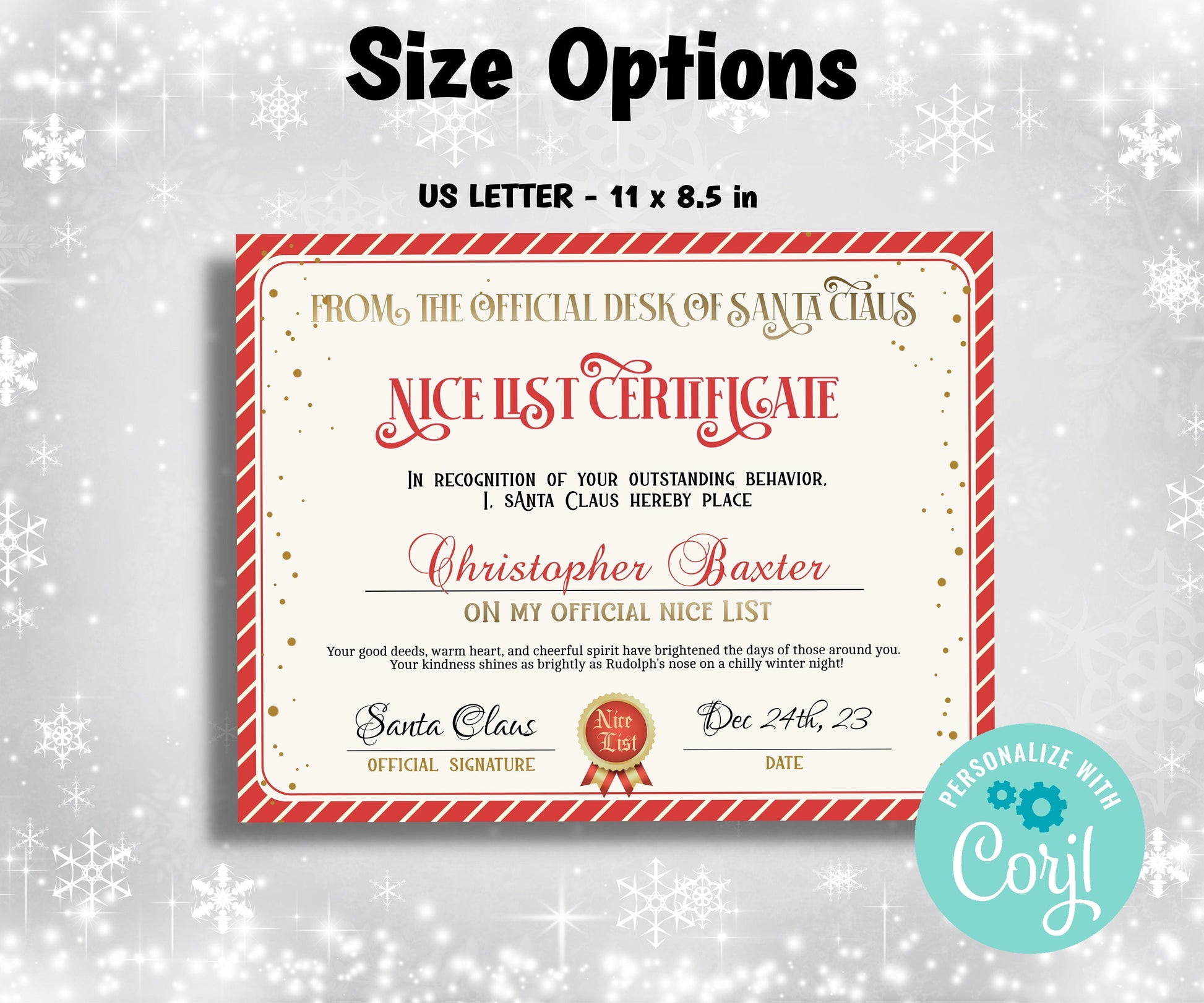 Santa Nice List Certificate, Christmas Letter, Editable Template, From the desk of, Christmas Eve Box, Official Santa Mail, Nice List Santa-Christmas -TheHustlingCatLady-Party Games