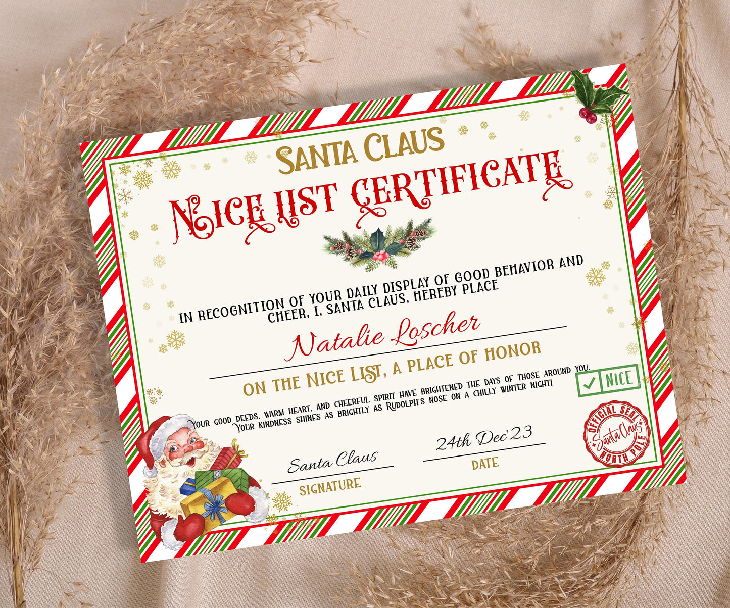 Personalized santa, Santa Certificate, Santa Nice List, Christmas Letter, Editable Template, From the desk of, Christmas Eve Box, Santa Mail-Christmas -TheHustlingCatLady-Party Games