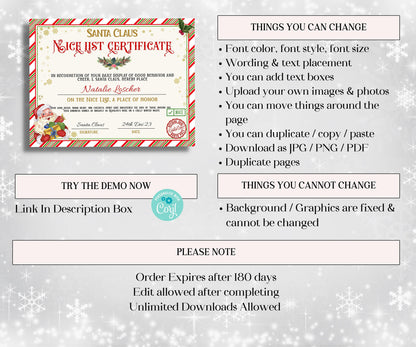 Personalized santa, Santa Certificate, Santa Nice List, Christmas Letter, Editable Template, From the desk of, Christmas Eve Box, Santa Mail-Christmas -TheHustlingCatLady-Party Games