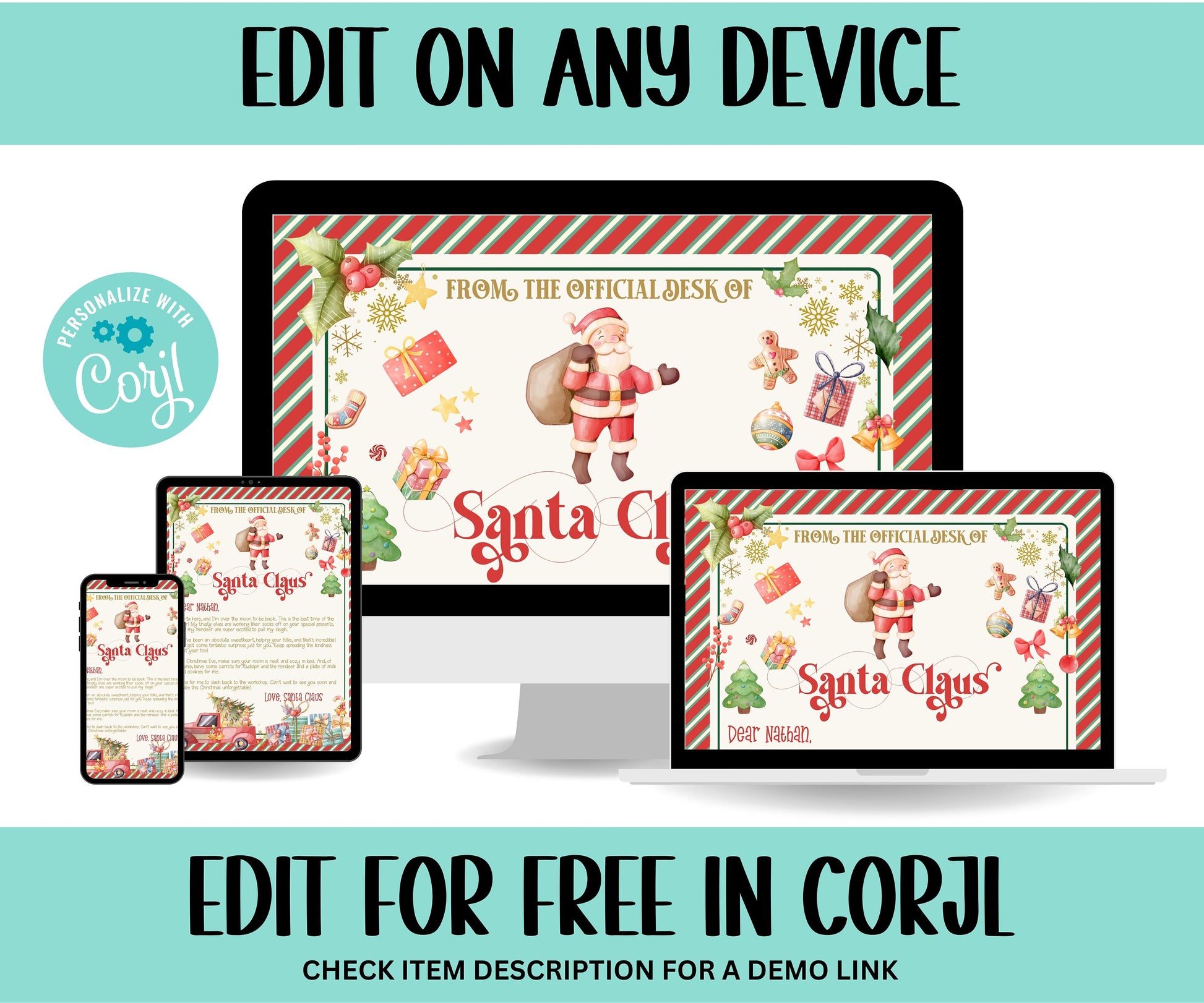 Editable Letters From Santa | Santa Letter Certificate | Letter From Santa Claus | Custom Santa Letter I Personalized Letters From Santa |-Christmas -TheHustlingCatLady-Party Games