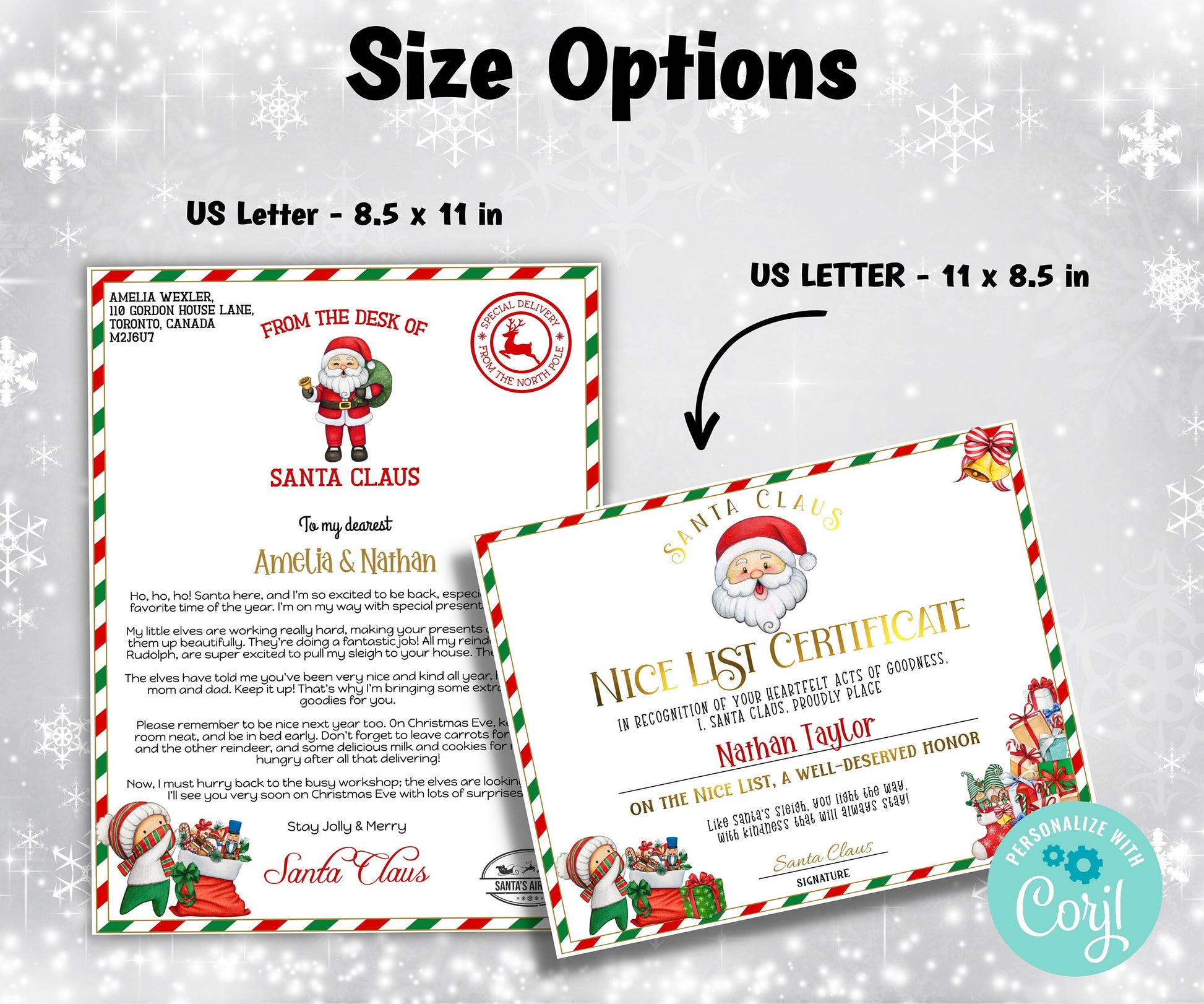 Santa Nice List, Santa letter Package, Holiday Printables, Letter from Santa. Personalized santa, Santa Certificate, Christmas Letter, Corjl-Christmas -TheHustlingCatLady-Party Games