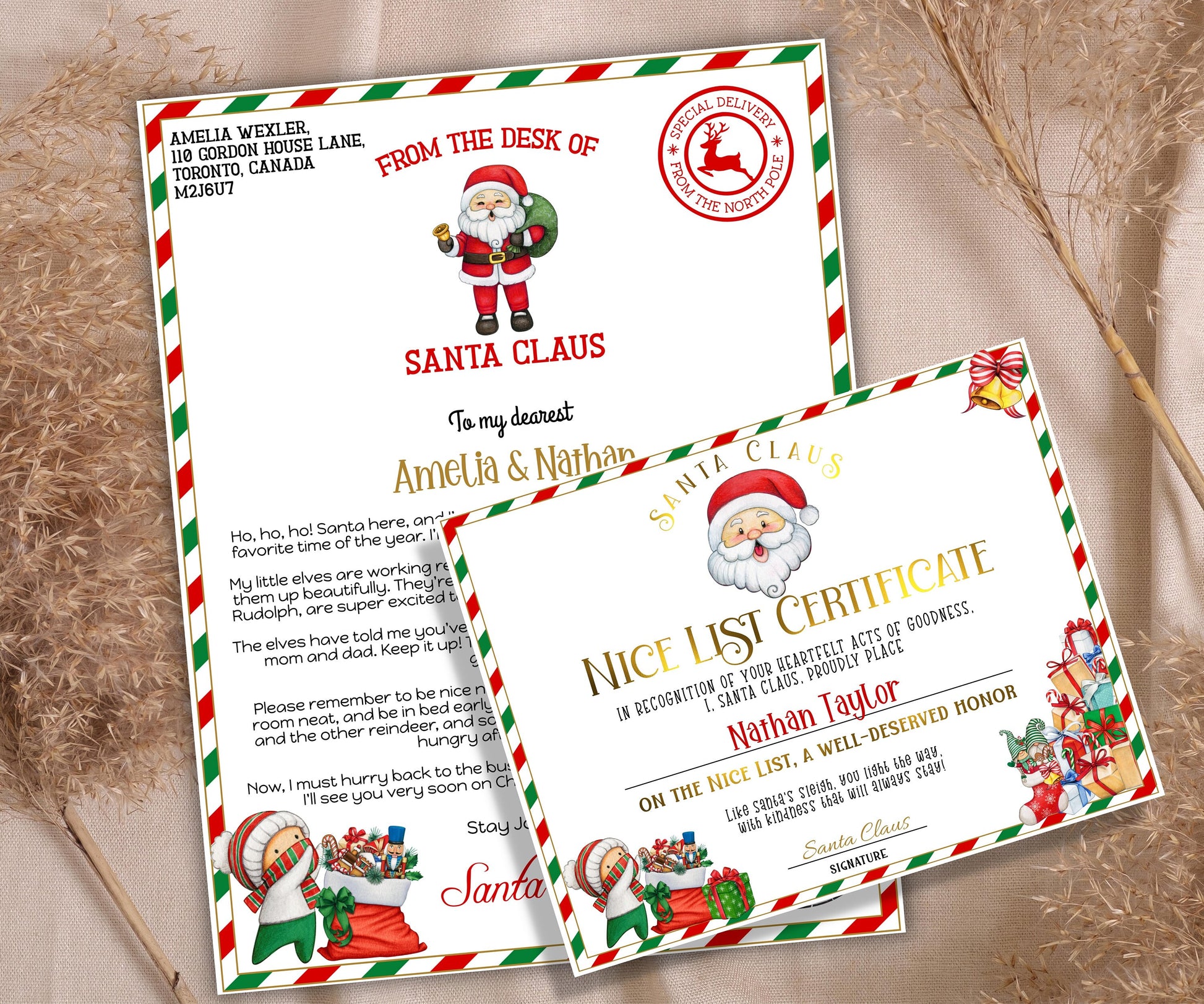 Santa Nice List, Santa letter Package, Holiday Printables, Letter from Santa. Personalized santa, Santa Certificate, Christmas Letter, Corjl-Christmas -TheHustlingCatLady-Party Games