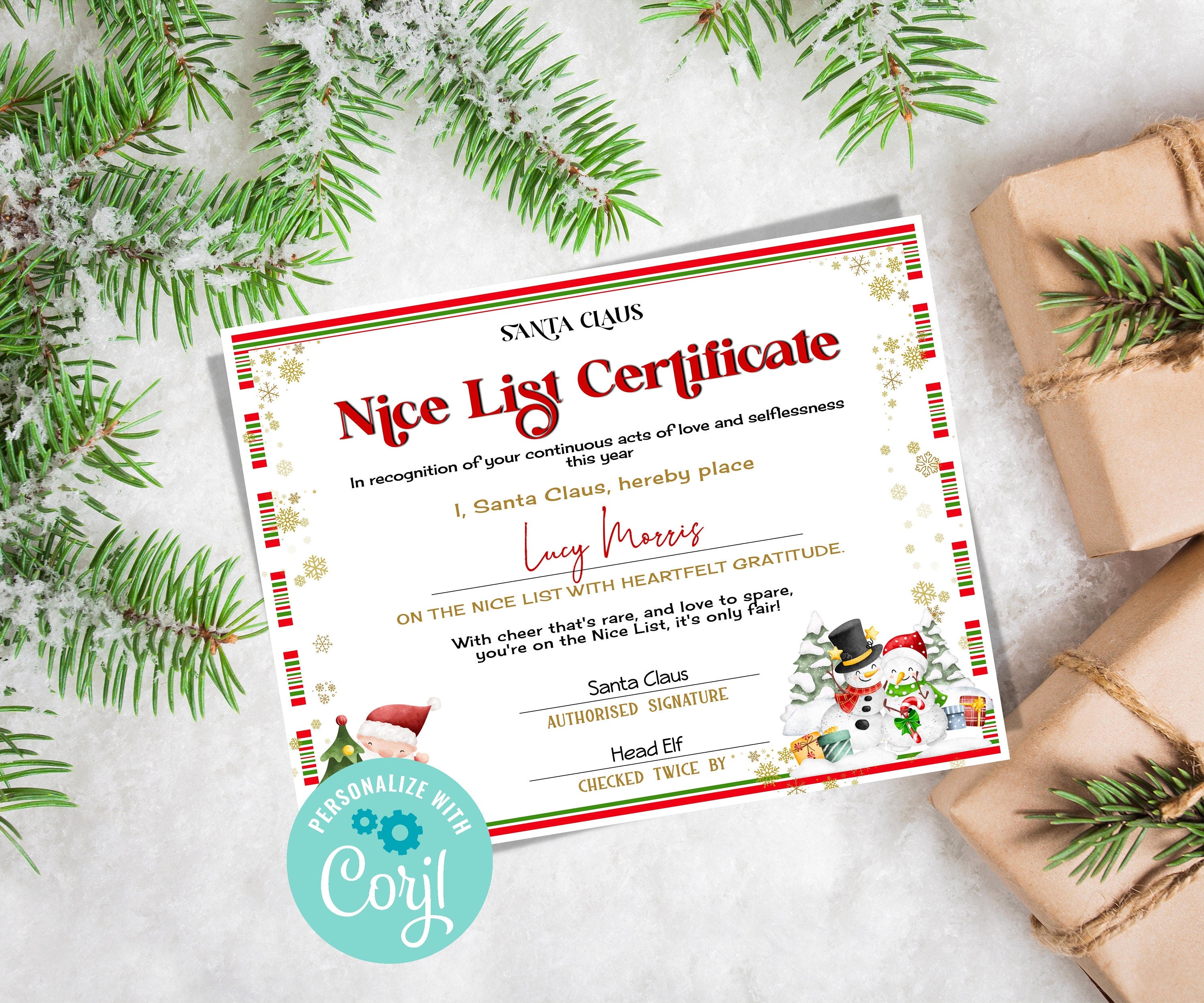 From the desk of, Santa Nice List Certificate, Christmas Letter, Editable Template, Christmas Eve Box, Official Santa Mail, Nice List Santa-Christmas -TheHustlingCatLady-Party Games