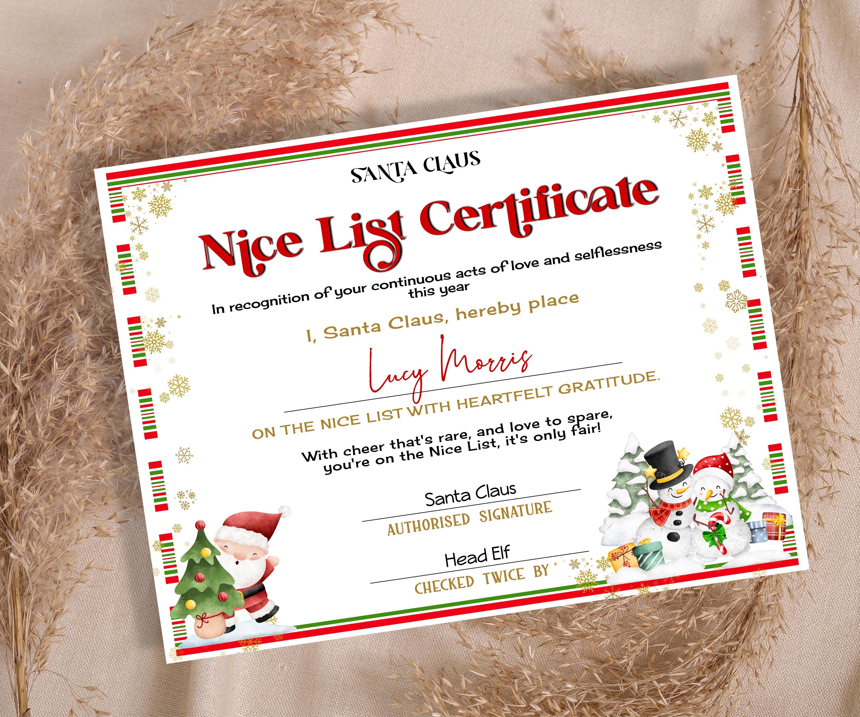 From the desk of, Santa Nice List Certificate, Christmas Letter, Editable Template, Christmas Eve Box, Official Santa Mail, Nice List Santa-Christmas -TheHustlingCatLady-Party Games