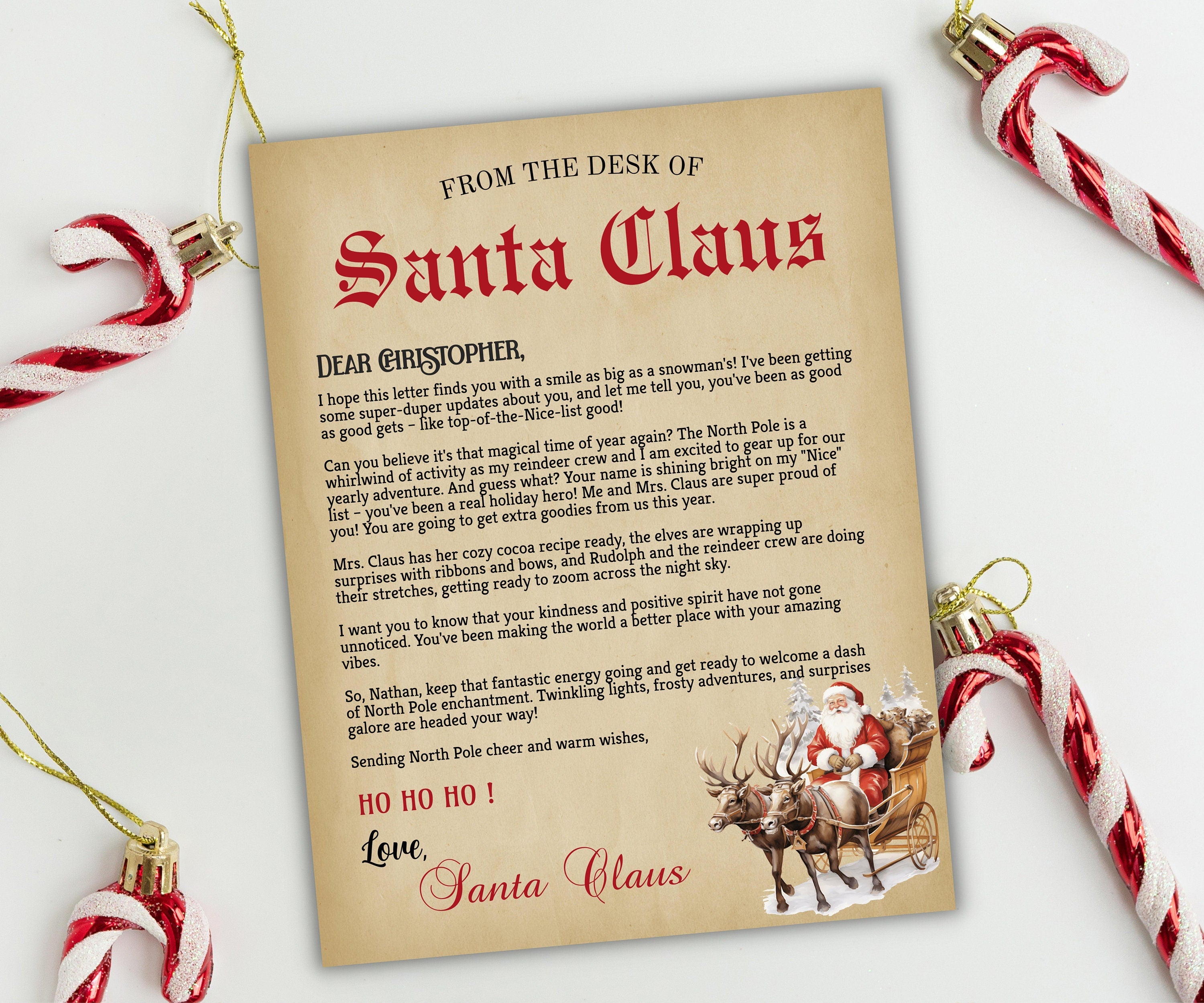 Vintage Personalized Letters From Santa | Holiday Santa Claus Letter | North Pole Letter | Christmas Letter | Editable Santa Letter-Christmas -TheHustlingCatLady-Party Games