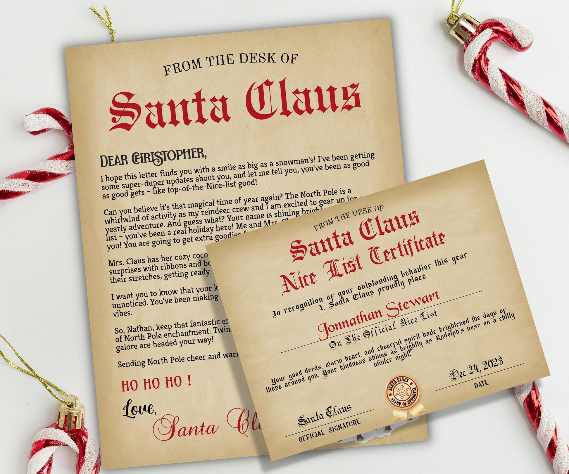 Vintage Personalized Letters From Santa | Holiday Santa Claus Letter | North Pole Letter | Christmas Letter | Editable Santa Letter-Christmas -TheHustlingCatLady-Party Games