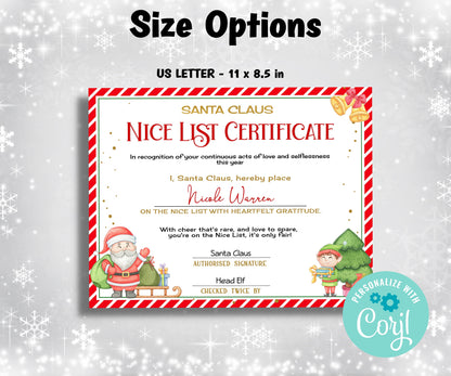 Editable in Corjl Santa Nice List Certificate, Christmas Letter, Editable Template, From the desk of, Christmas Eve Box, Official Santa Mail-Christmas -TheHustlingCatLady-Party Games