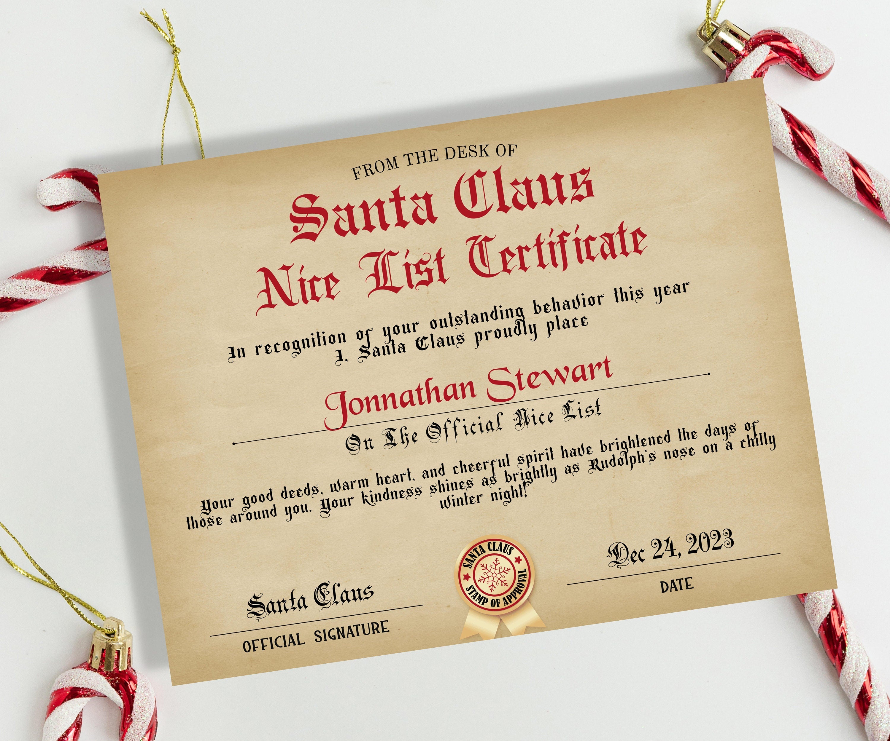 Nice List Certificate Package , Santa letter, Kids xmas activities, Official Nice List, Editable Santa List, Santa Claus Letter, Custom-Christmas -TheHustlingCatLady-Party Games