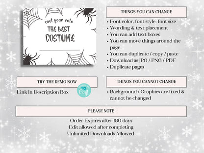 Costume Contest Voting Card | Editable Printable Voting Cards | Be A Voter Corjl teamplate | Best Costume | Printable Halloween Voting Sign-Halloween Printables -TheHustlingCatLady-Party Games