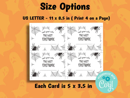 Costume Contest Voting Card | Editable Printable Voting Cards | Be A Voter Corjl teamplate | Best Costume | Printable Halloween Voting Sign-Halloween Printables -TheHustlingCatLady-Party Games