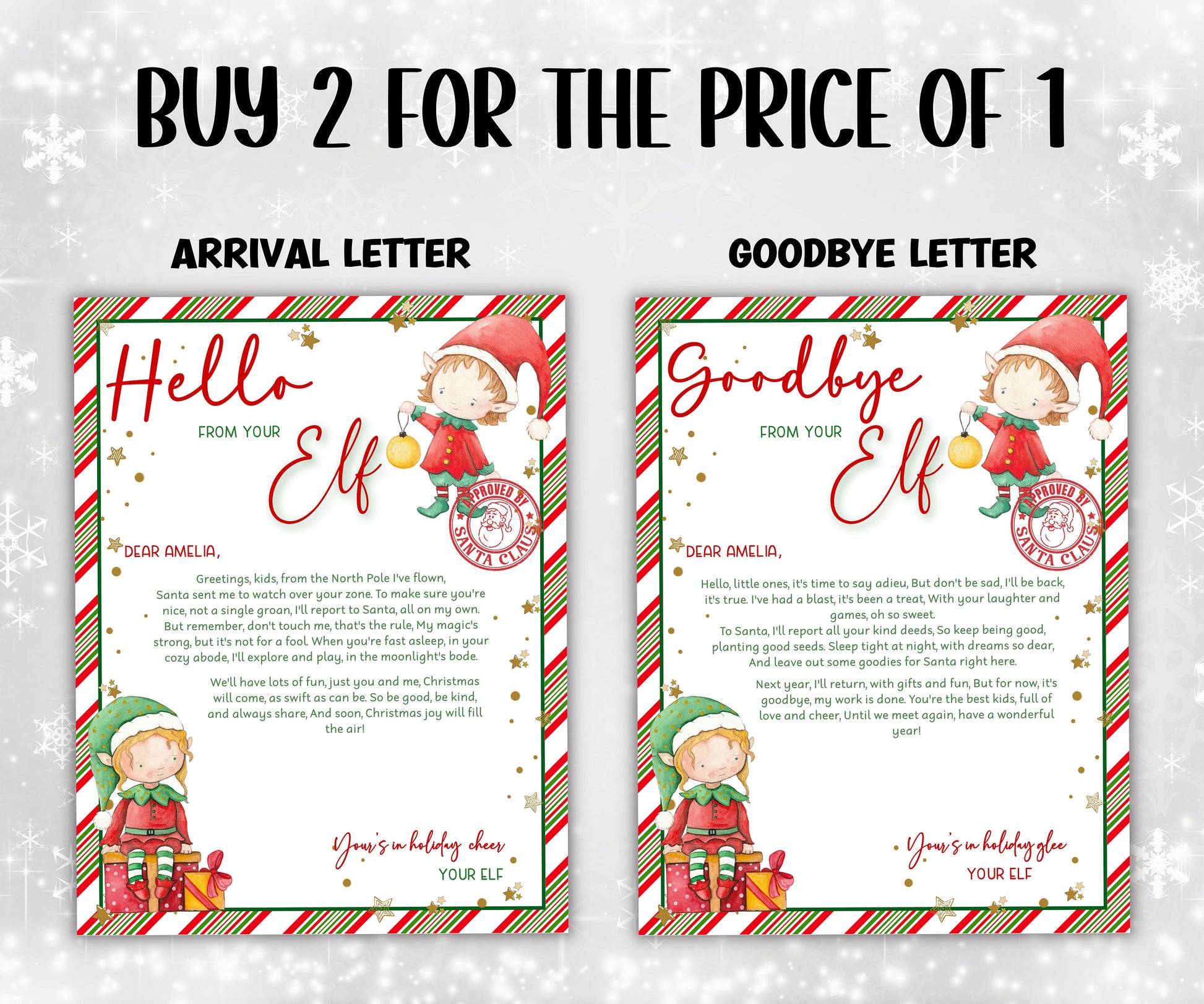 Goodbye Elf Arrival | 30 Days Of Christmas | Elf Postcard | Elf Antics | Pre-Planned Elf Props | elf arrival letter I elf return letter-Christmas -TheHustlingCatLady-Templates