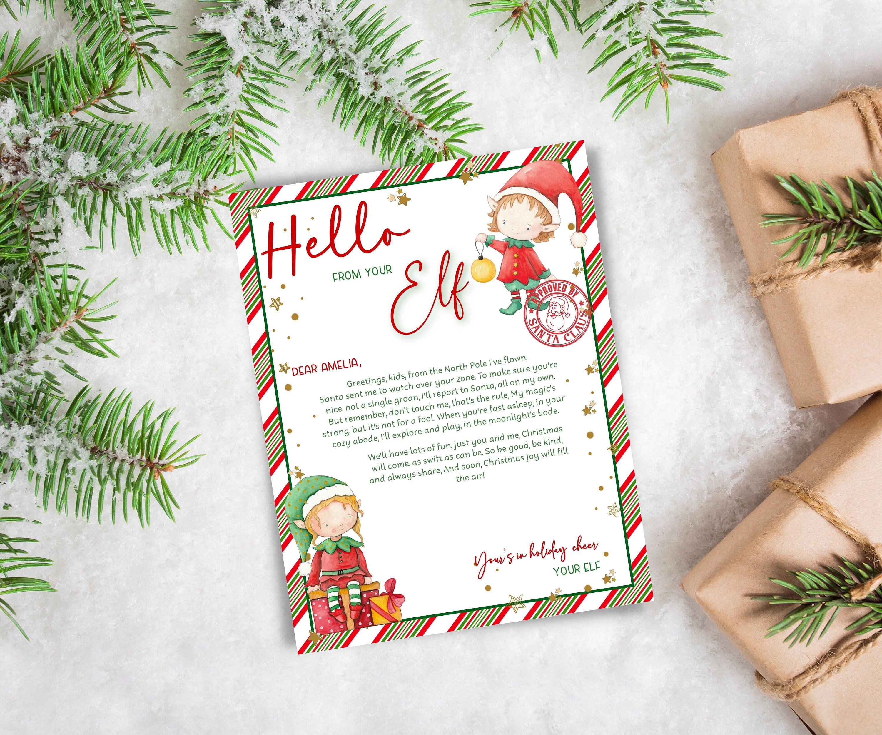 Goodbye Elf Arrival | 30 Days Of Christmas | Elf Postcard | Elf Antics | Pre-Planned Elf Props | elf arrival letter I elf return letter-Christmas -TheHustlingCatLady-Templates