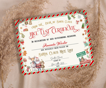 Nice List Certificate | Letter From The North Pole | Editable Letter From Santa | Reindeer Food | Personalized Santa Letter | Gift For Kids-Christmas -TheHustlingCatLady-Party Games