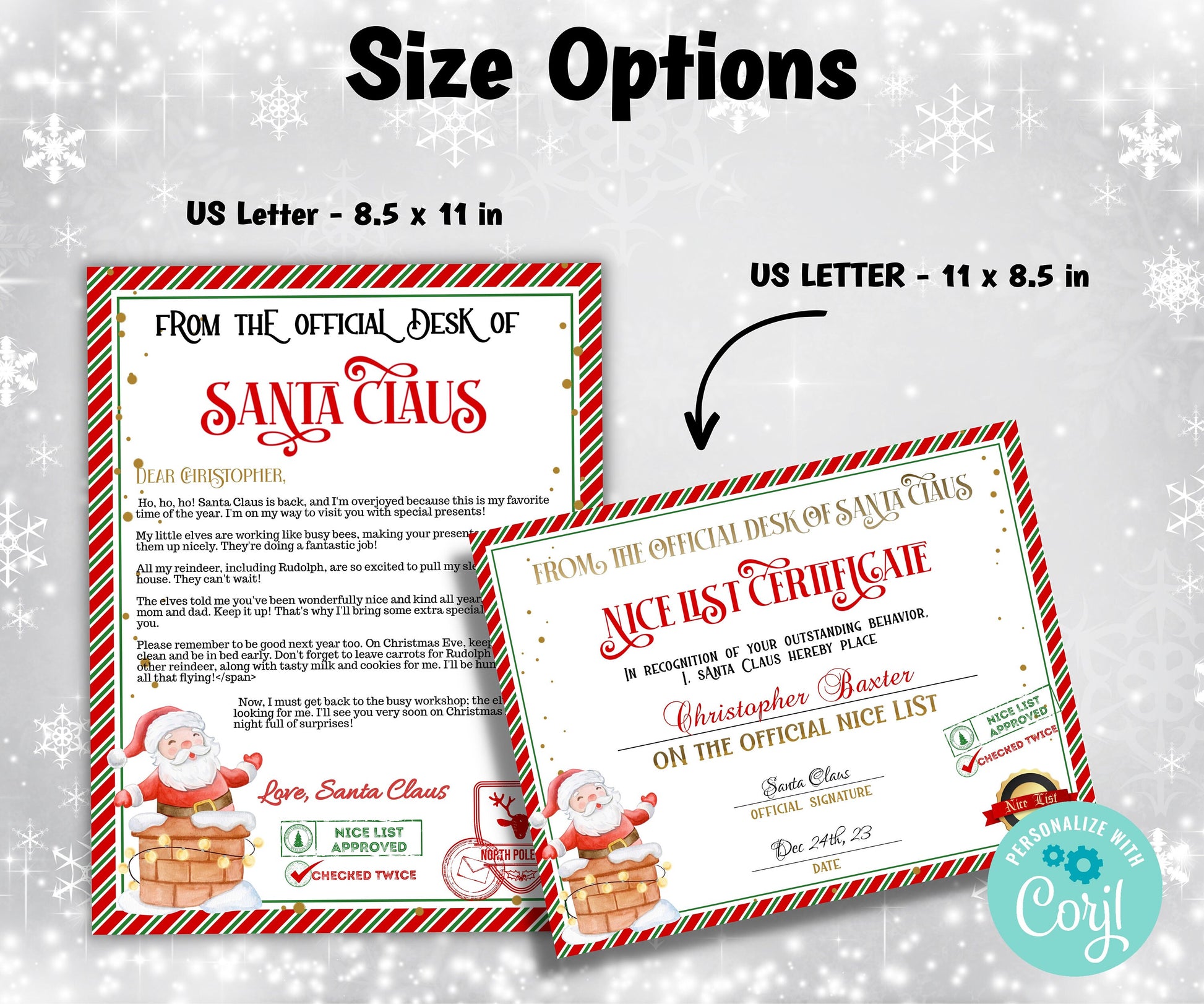 Santa letter Package, Holiday Printables, Letter from Santa. Personalized santa, Santa Certificate, Santa Nice List, Christmas Letter, Corjl-Christmas -TheHustlingCatLady-Party Games