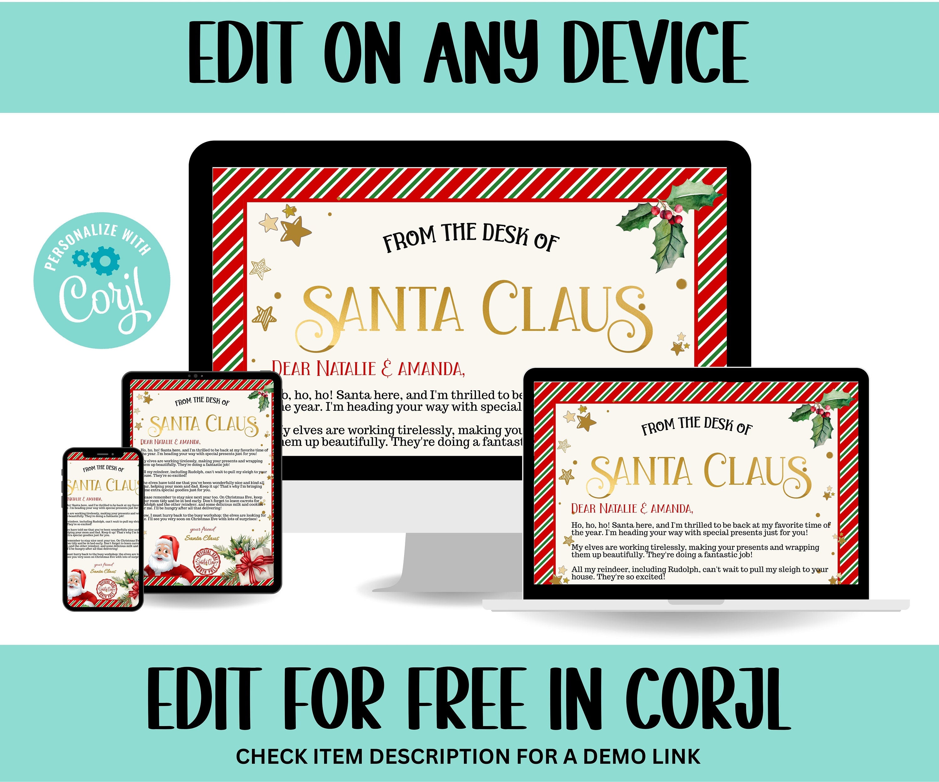 Santa Claus Letter, Editable Santa List, Official Nice List, Kids xmas activities, Santa letter Package, Holiday Printables, Santa Letter-Christmas -TheHustlingCatLady-Party Games