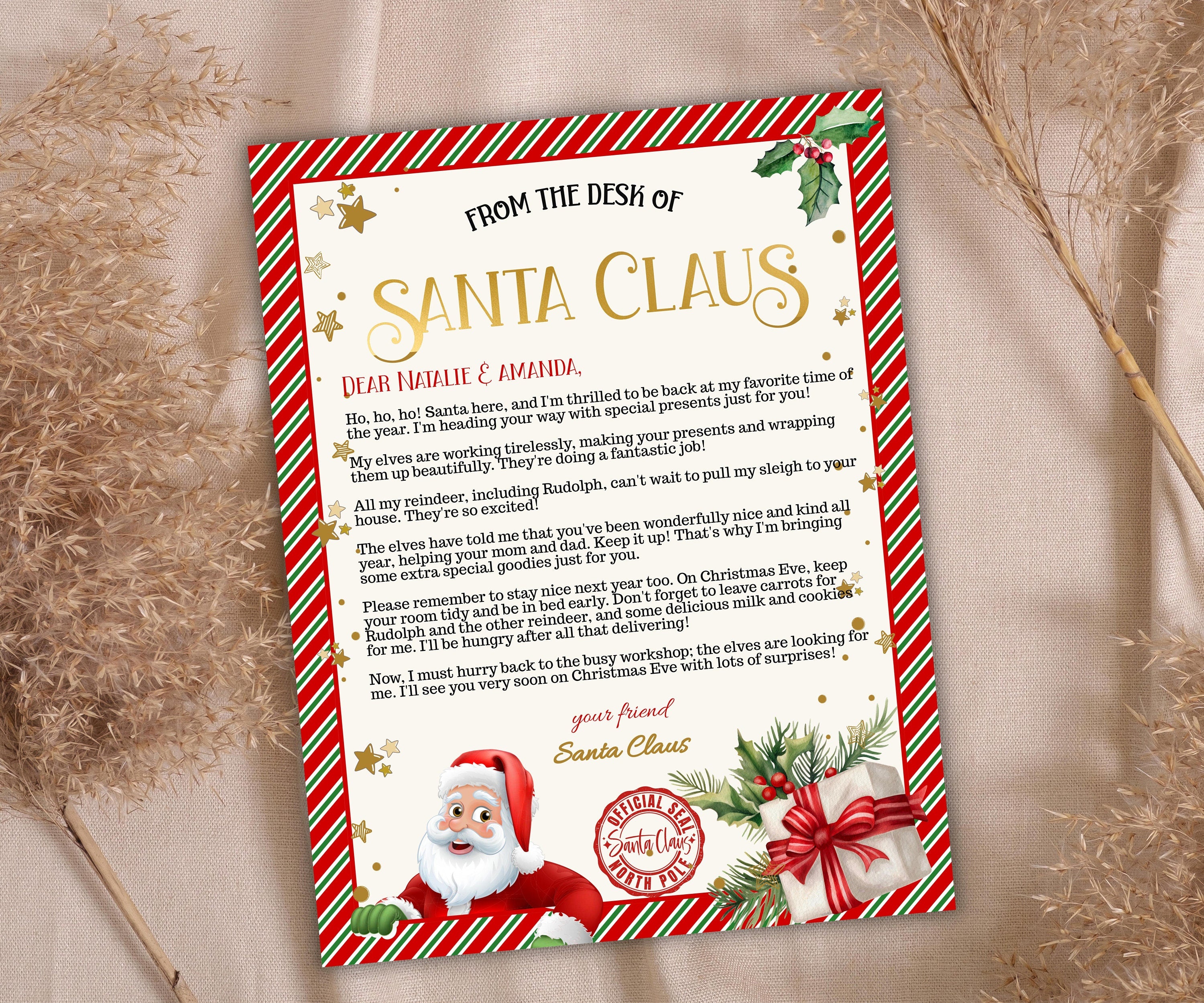 Santa Claus Letter, Editable Santa List, Official Nice List, Kids xmas activities, Santa letter Package, Holiday Printables, Santa Letter-Christmas -TheHustlingCatLady-Party Games