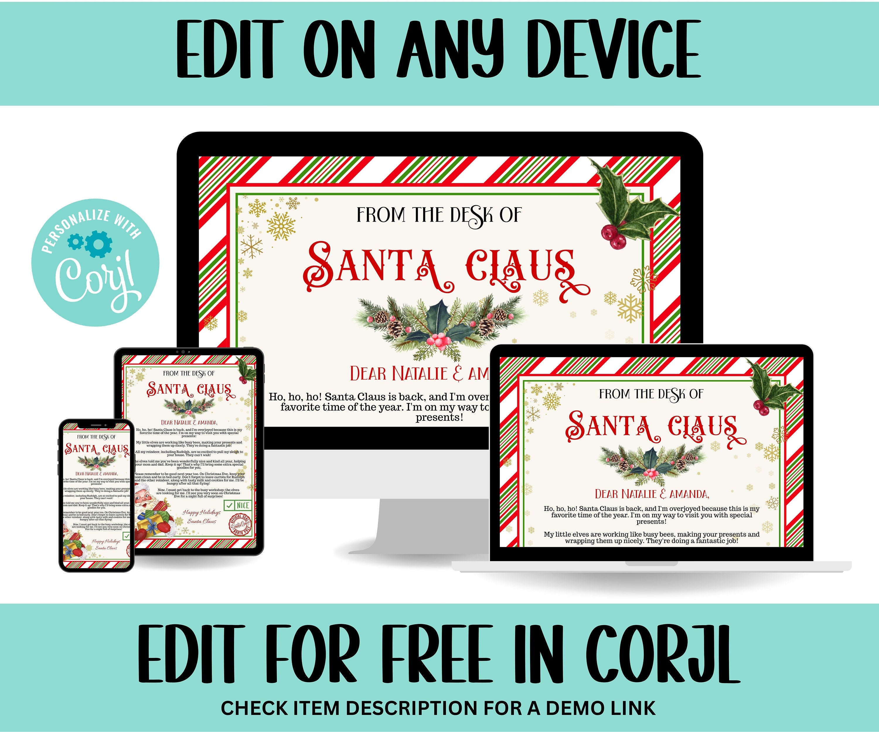 Personalized Letters From Santa | Editable Letters From Santa | Santa Letter Certificate | Letter From Santa Claus | Custom Santa Letter-Christmas -TheHustlingCatLady-Party Games