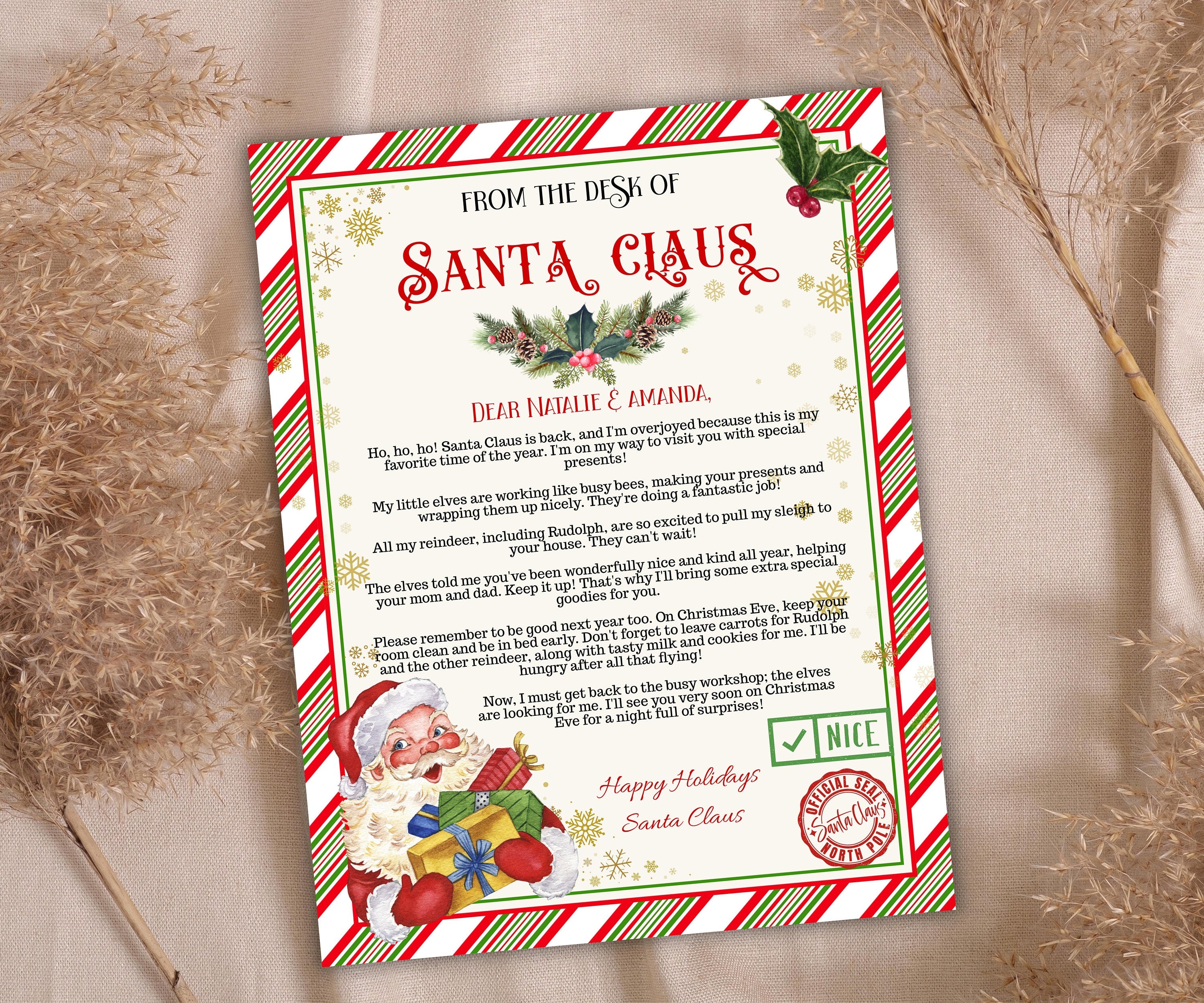 Personalized Letters From Santa | Editable Letters From Santa | Santa Letter Certificate | Letter From Santa Claus | Custom Santa Letter-Christmas -TheHustlingCatLady-Party Games