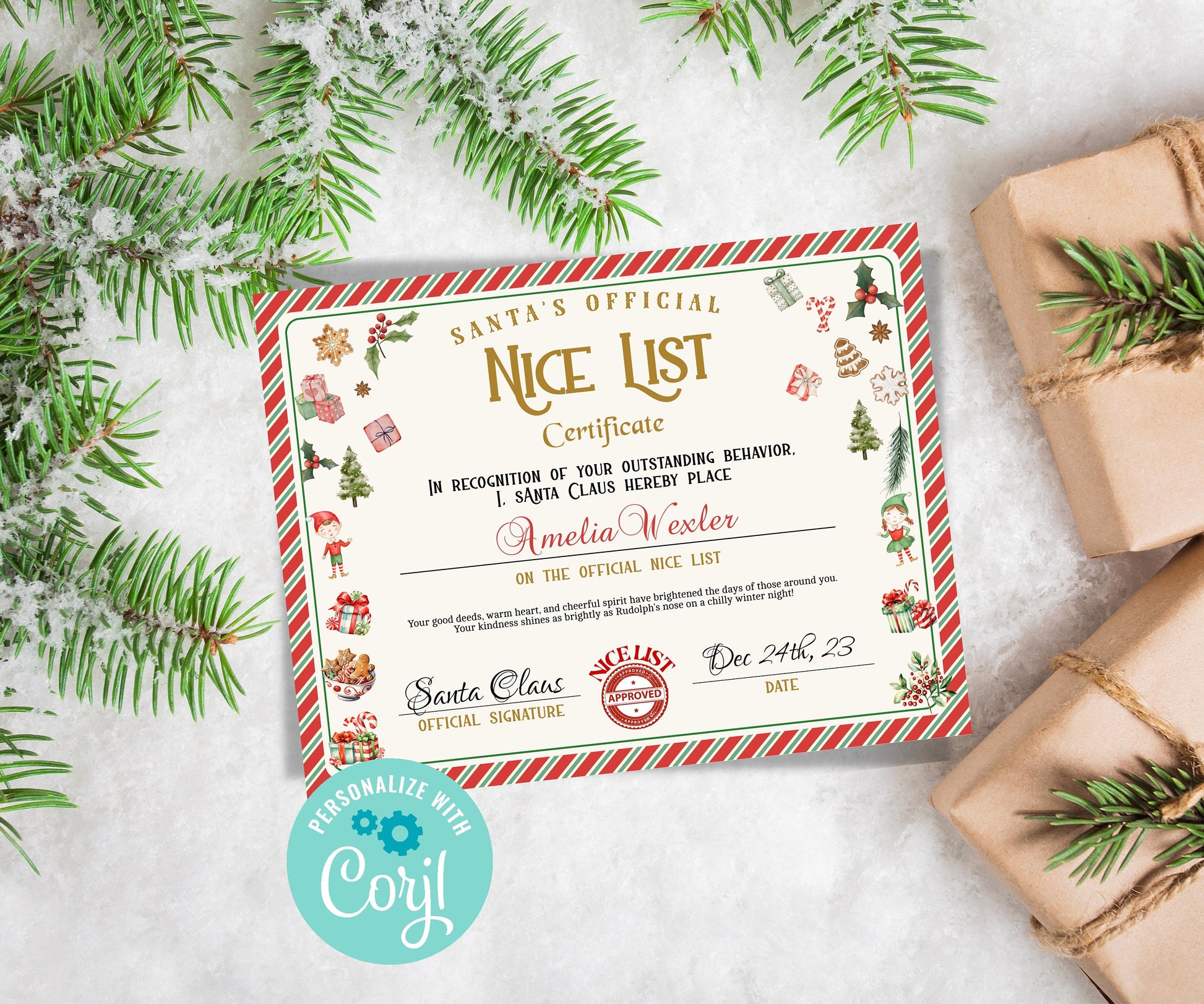 Letter from Santa, Personalized santa. Santa Certificate, Santa Nice List, Christmas Letter, Editable Template, From the desk of, Christmas-Christmas -TheHustlingCatLady-Party Games