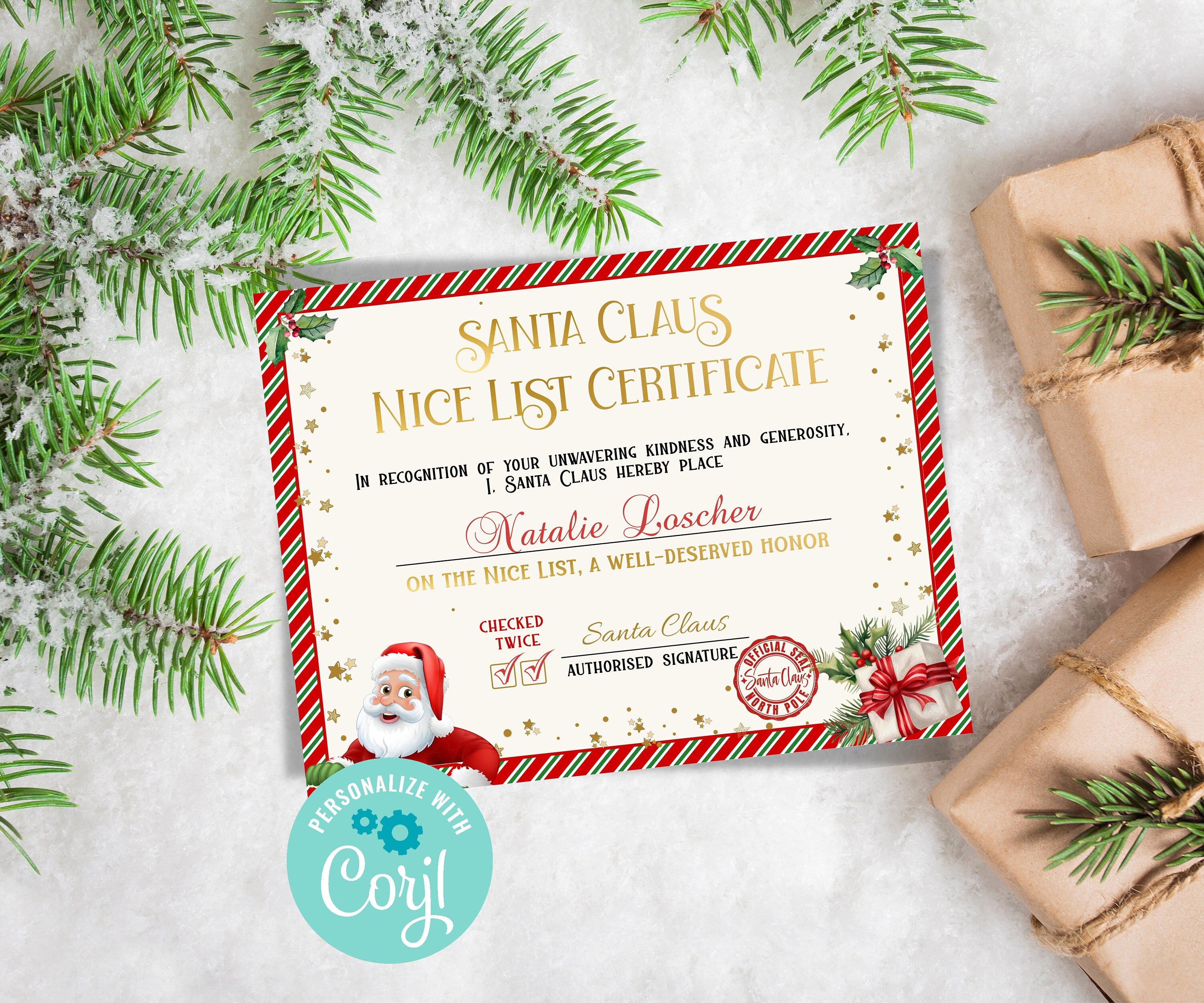 Nice List Certificate, Santa letter Package, Kids xmas activities, Official Nice List, Editable Santa List, Santa Claus Letter, Custom-Christmas -TheHustlingCatLady-Party Games