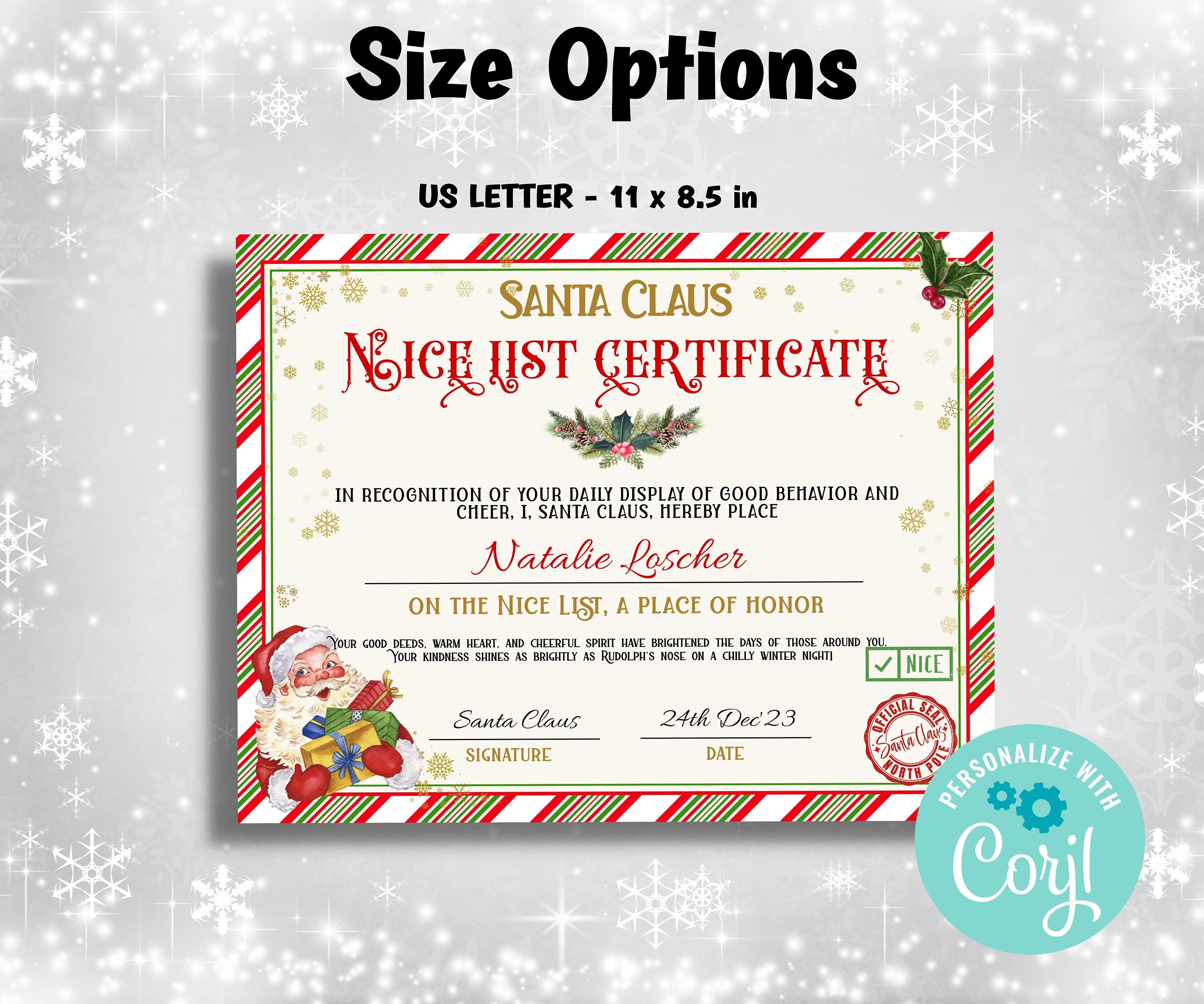 Personalized santa, Santa Certificate, Santa Nice List, Christmas Letter, Editable Template, From the desk of, Christmas Eve Box, Santa Mail-Christmas -TheHustlingCatLady-Party Games