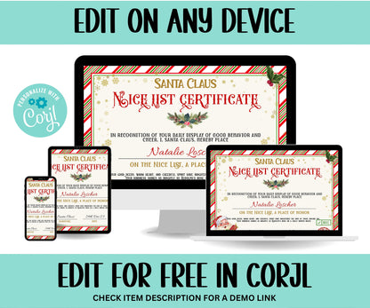 Personalized santa, Santa Certificate, Santa Nice List, Christmas Letter, Editable Template, From the desk of, Christmas Eve Box, Santa Mail-Christmas -TheHustlingCatLady-Party Games