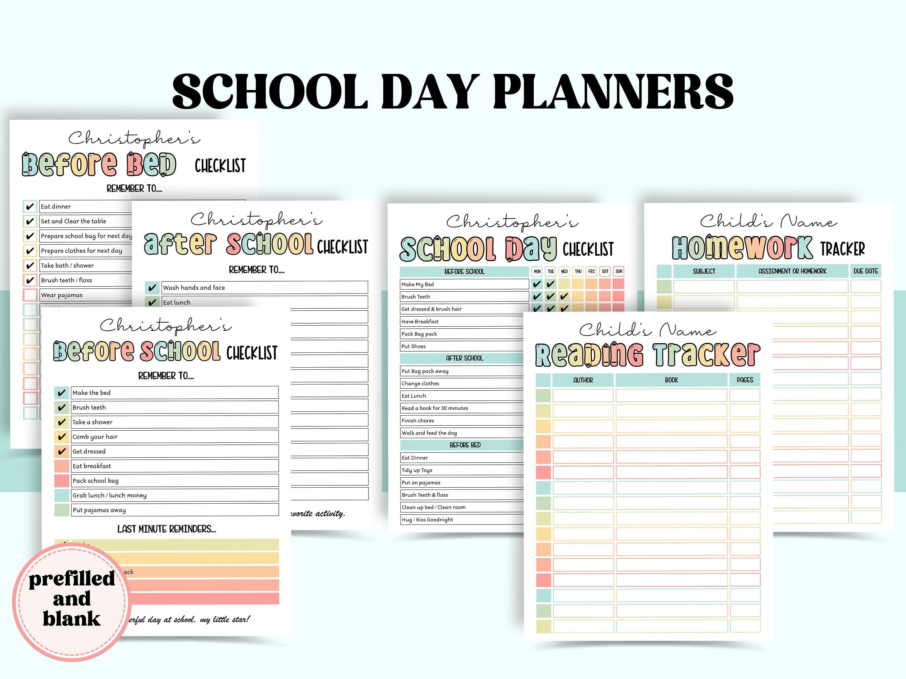 School Routine | Responsibility Chart | Editable Pdf | Kids Chores | Chore Chart Printable | Kids Daily Tasks | Daily Task List