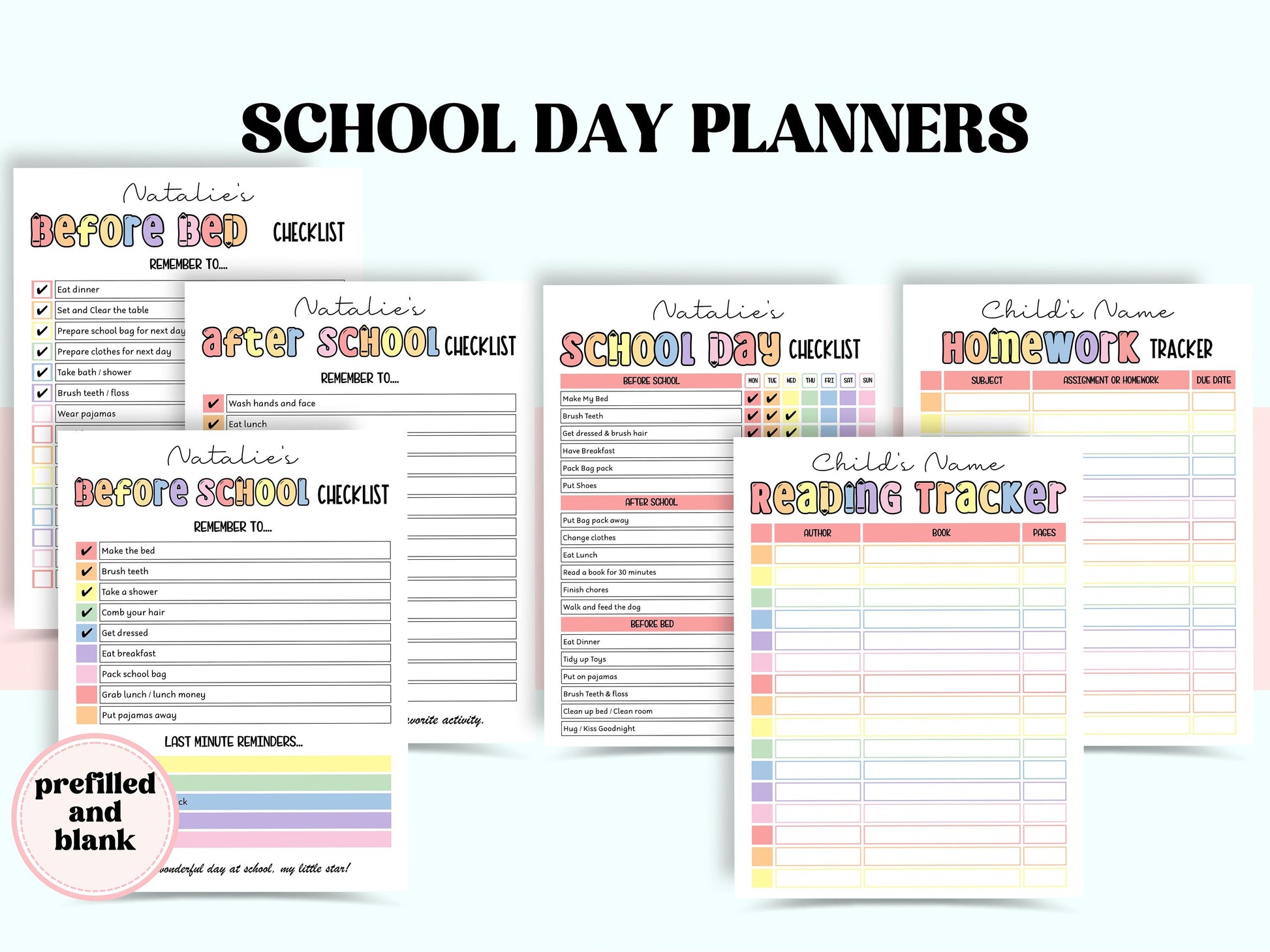 Daily Checklist | Command Center | School Routine | Behavior Chart | Reward Chart | Daily Task List | Editable Pdf | Screen Time