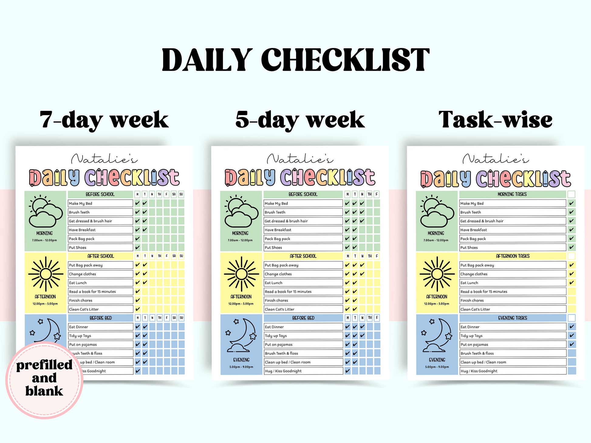 Daily Checklist | Command Center | School Routine | Behavior Chart | Reward Chart | Daily Task List | Editable Pdf | Screen Time